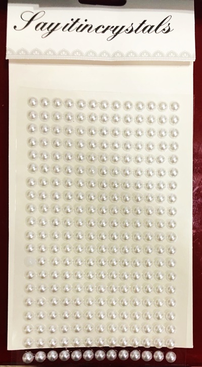 Strasuri adezive - perle albe 5 mm