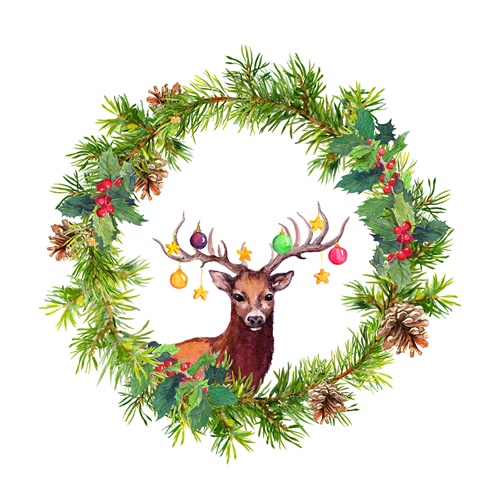 Christmas Wreath with Deer