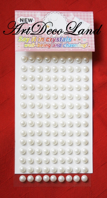 Strasuri adezive - perle albe 8 mm