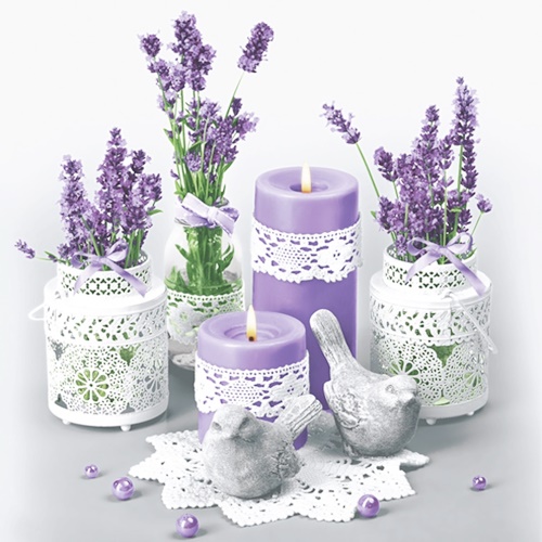 Lace Flower Pots with Lavender