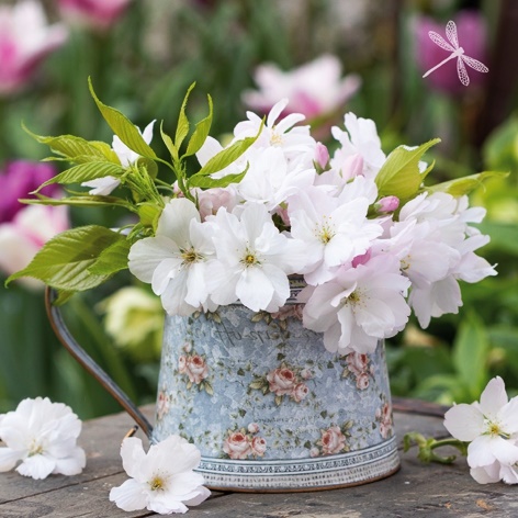 White Crab Apples in Vintage Vase