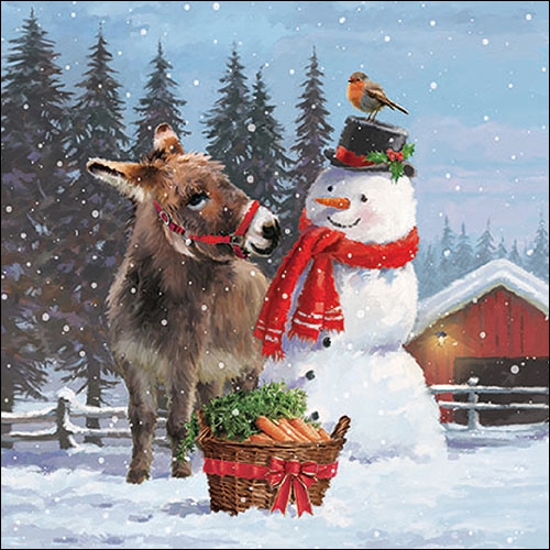 Donkey with Snowman