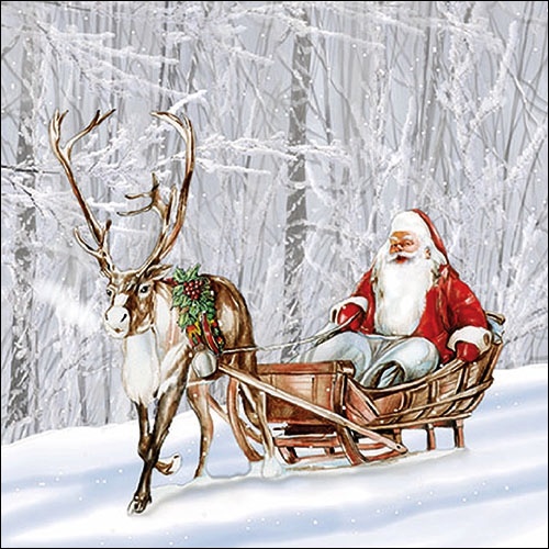 Santa in Snowy Forest