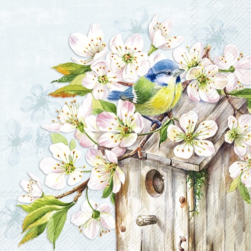 Cherry Blossom Birdhouse - light blue