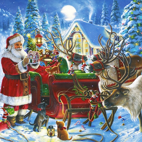 Santa with Sleigh and Reindeers