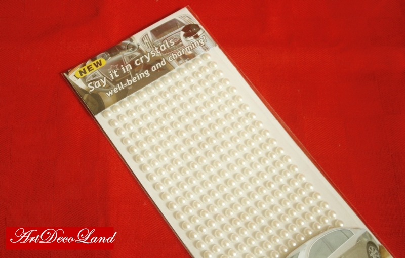 Strasuri adezive - perle albe 6 mm