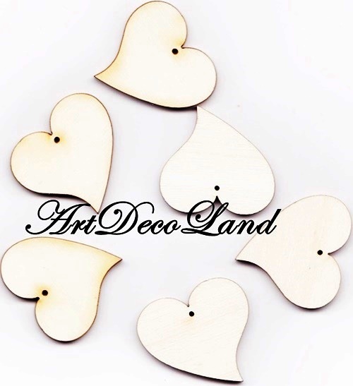 Set 6 figurine lemn - inimioare