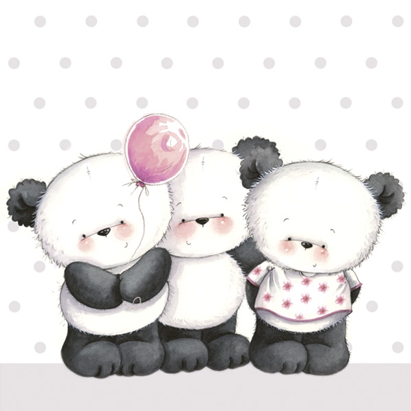 Little Pandas with Balloon