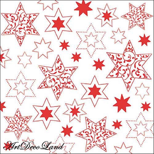 Ornaments in Stars White/Red