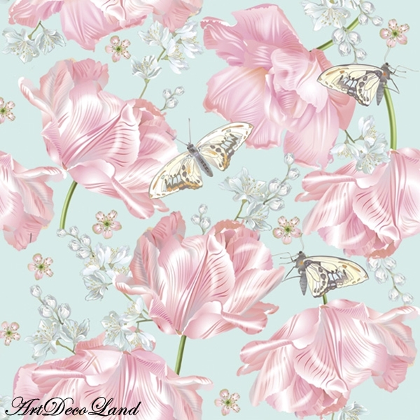 Pink Tulips with Butterflies