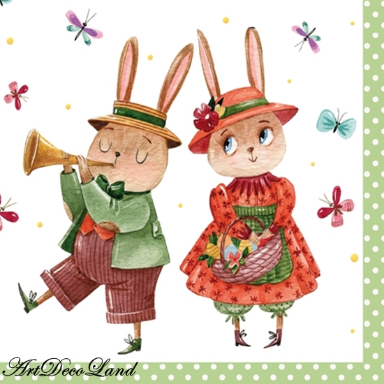 Rabbit Couple with Butterflies