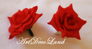 Set 5 trandafiri textili - rosii