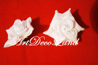 Set 5 trandafiri textili - albi